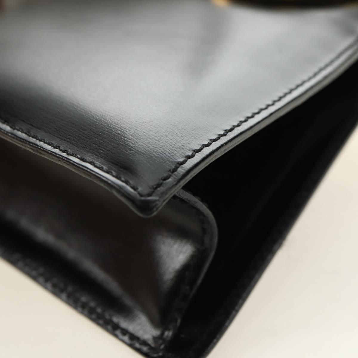 CELINE Circle Shoulder Bag Leather Black Gold Auth 181901SM