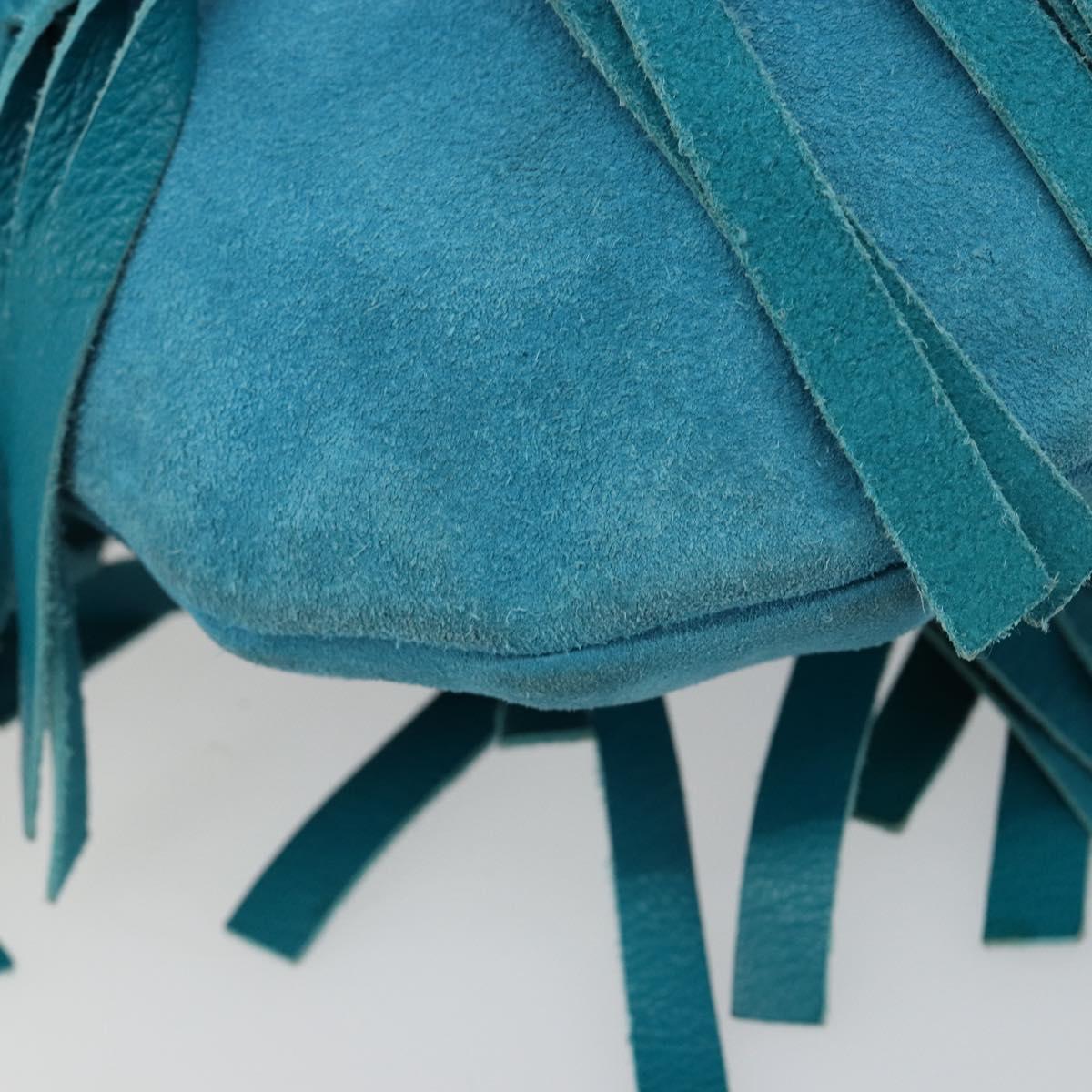 SAINT LAURENT Rib Gauche Bag Suede Turquoise Blue 138963 002214 Auth 181902A