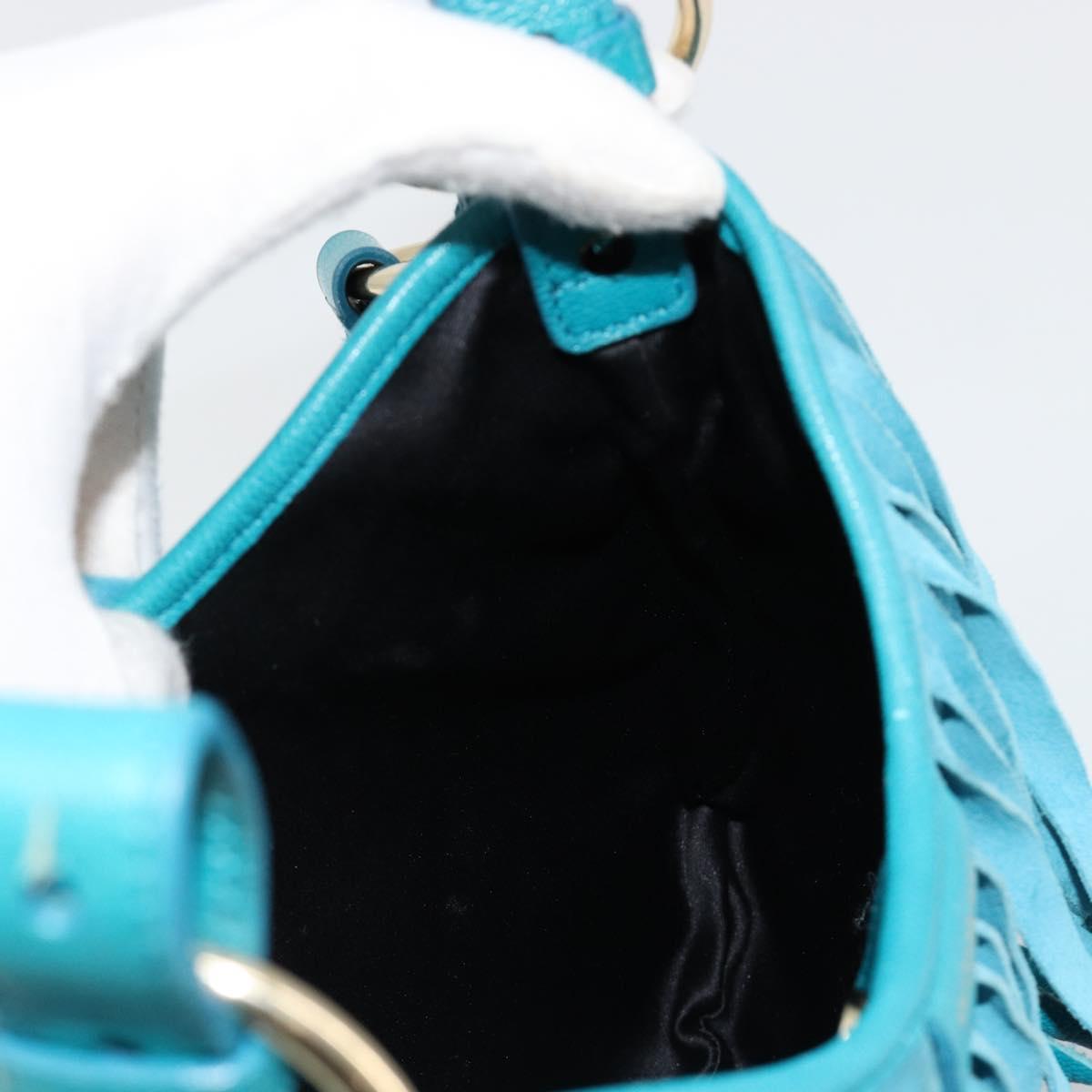 SAINT LAURENT Rib Gauche Bag Suede Turquoise Blue 138963 002214 Auth 181902A