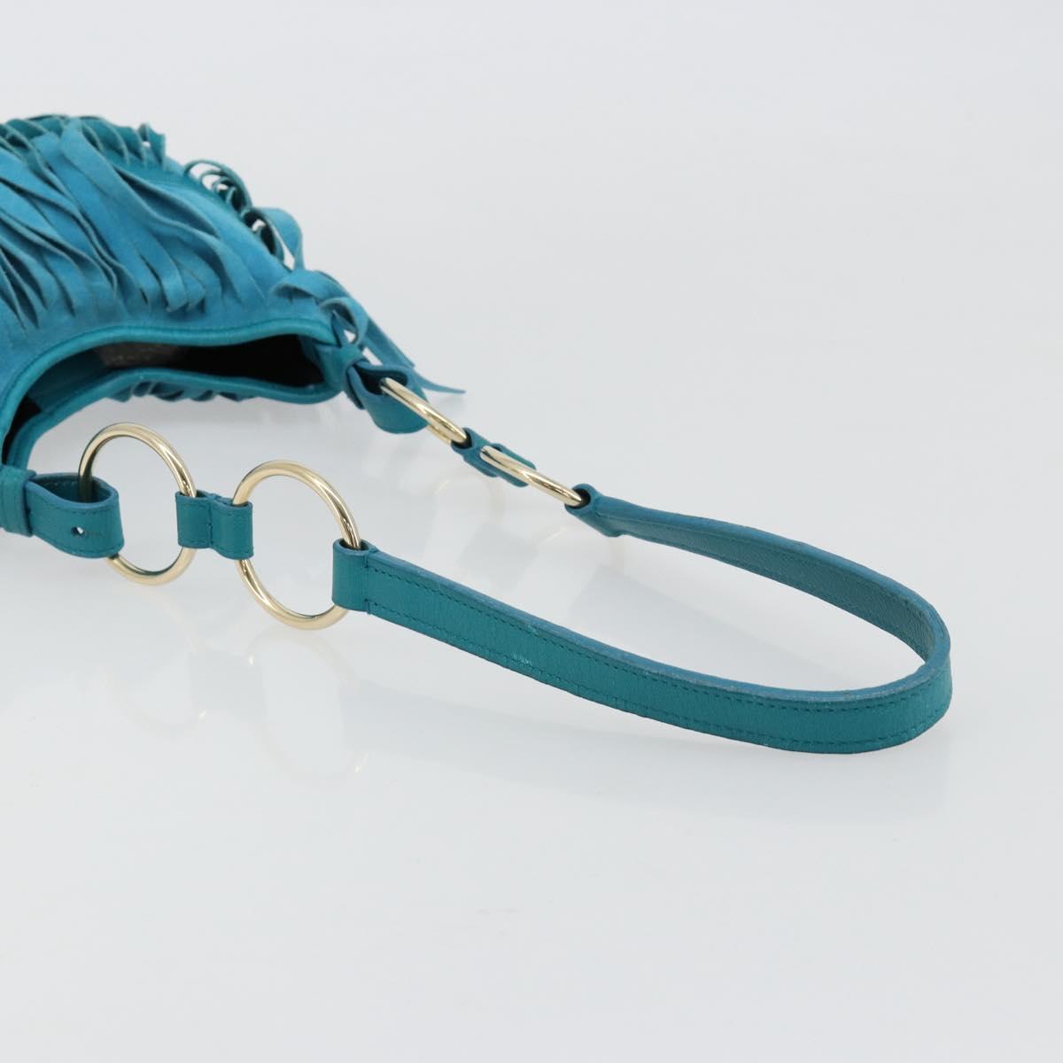 SAINT LAURENT Rib Gauche Bag Suede Turquoise Blue 138963 002214 Auth 181902A