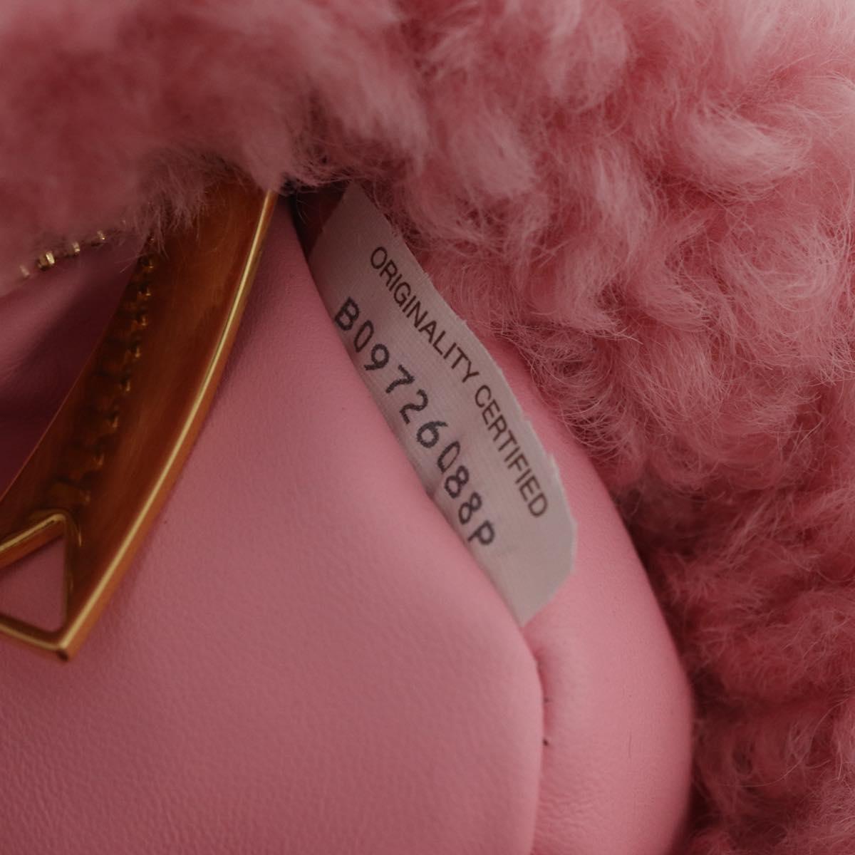 BOTTEGA VENETA Mini The Jody Hand Bag Velvet Shearling Pink Gold Auth 181904SM