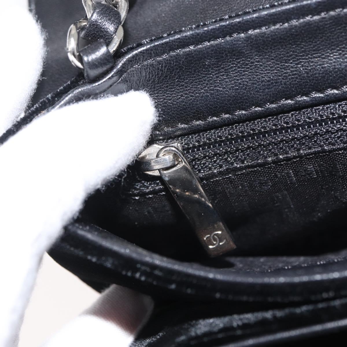 CHANEL Chain Camelia Shoulder Bag Velor Black Silver CC Auth 181910V