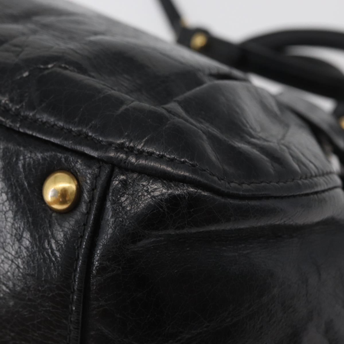 Miu Miu Hand Bag Leather 2way Black Gold Auth 181913