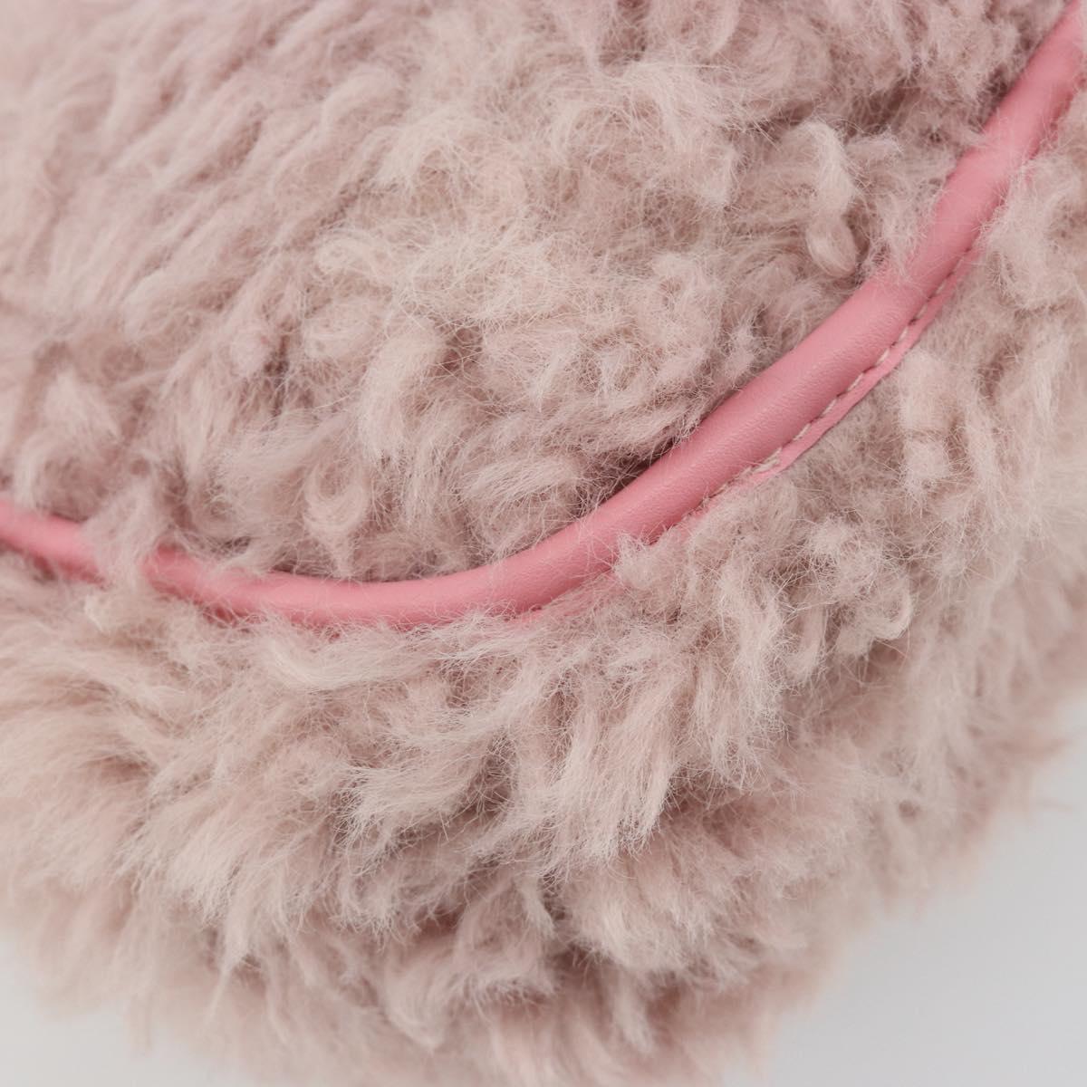 PRADA Hand Bag Fur Pink Silver Auth 181915SM