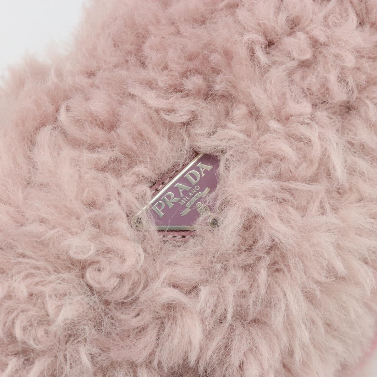 PRADA Hand Bag Fur Pink Silver Auth 181915SM