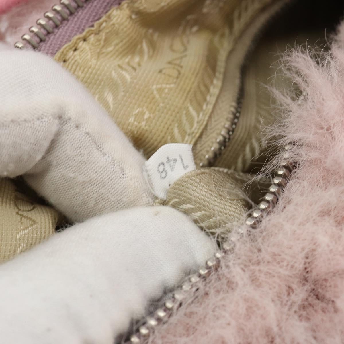 PRADA Hand Bag Fur Pink Silver Auth 181915SM