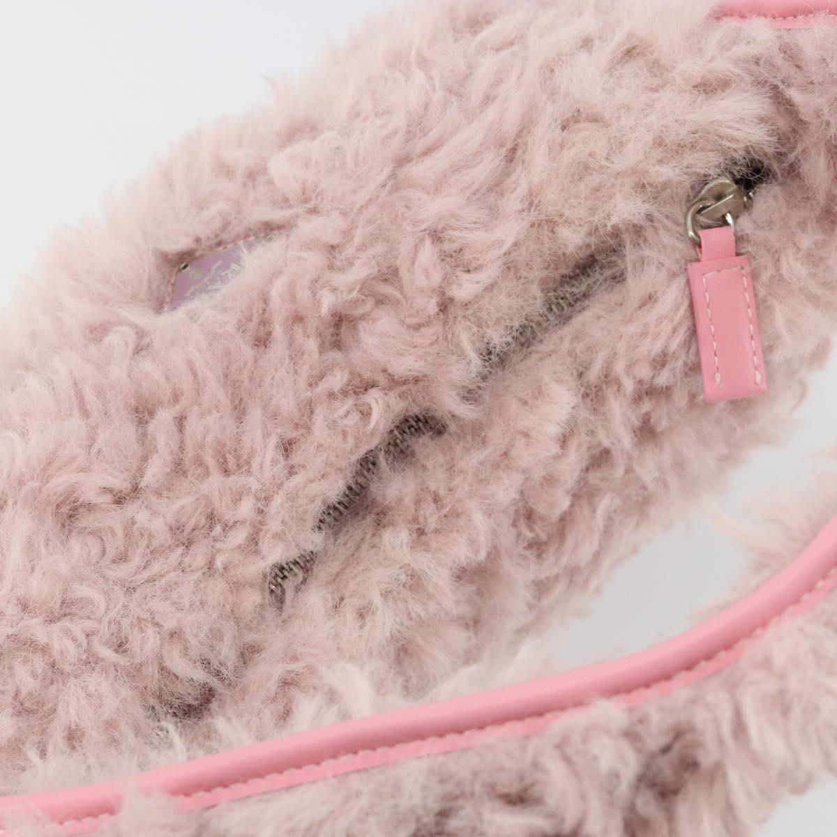 PRADA Hand Bag Fur Pink Silver Auth 181915SM
