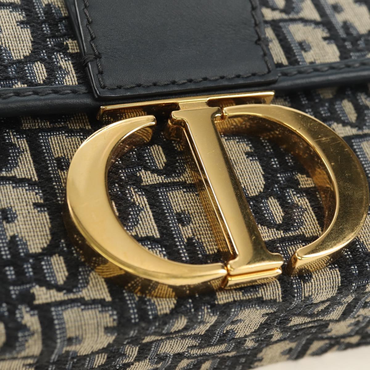 Christian Dior Trotter Canvas Oblique 30 Montaigne Bag Navy Gold Auth 181920M