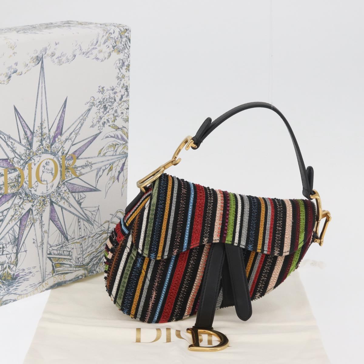 Christian Dior Saddle bag Hand Bag Beads Multicolor Gold Auth 181922SM