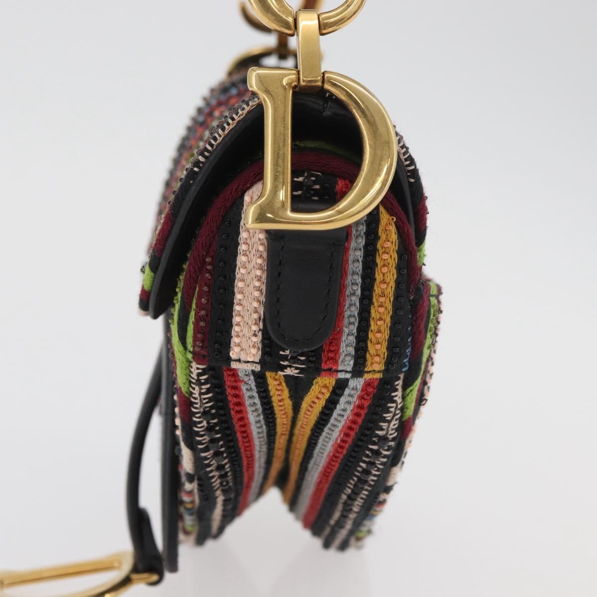 Christian Dior Saddle bag Hand Bag Beads Multicolor Gold Auth 181922SM