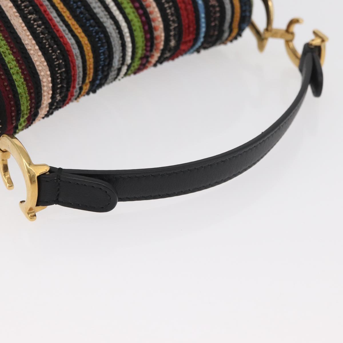Christian Dior Saddle bag Hand Bag Beads Multicolor Gold Auth 181922SM