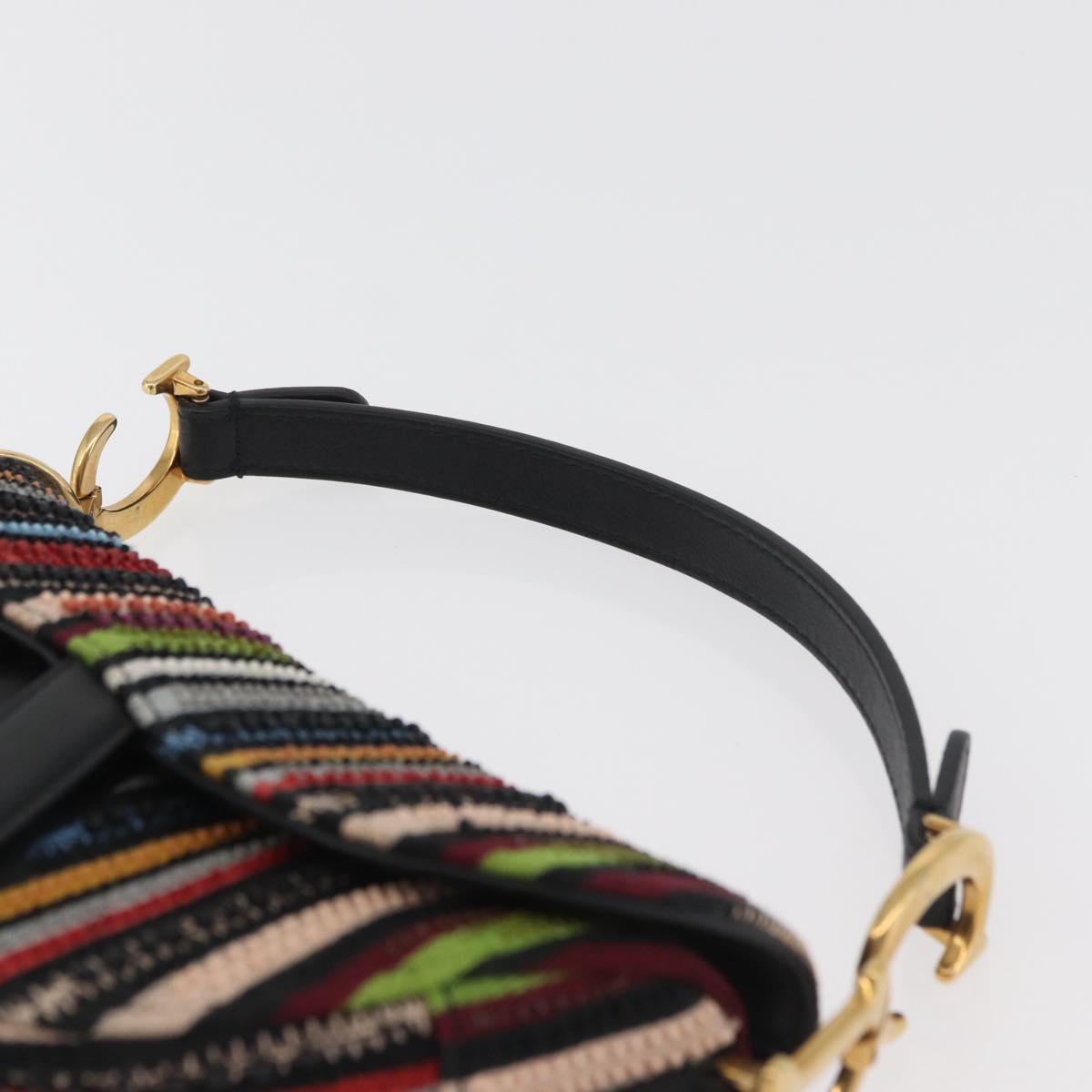 Christian Dior Saddle bag Hand Bag Beads Multicolor Gold Auth 181922SM