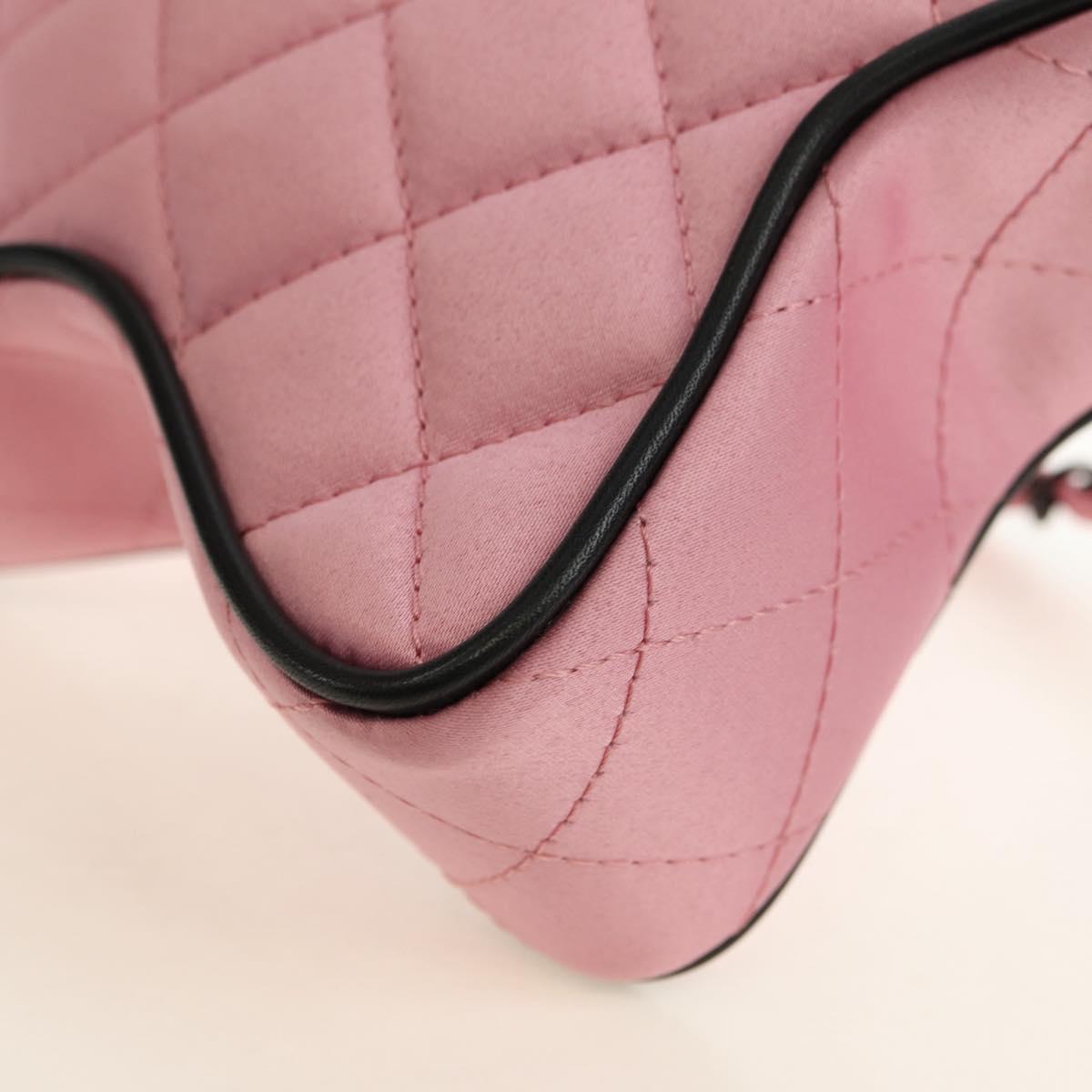 CHANEL Star Matelasse Chain Shoulder Bag Satin Pink CC Auth 181923SM