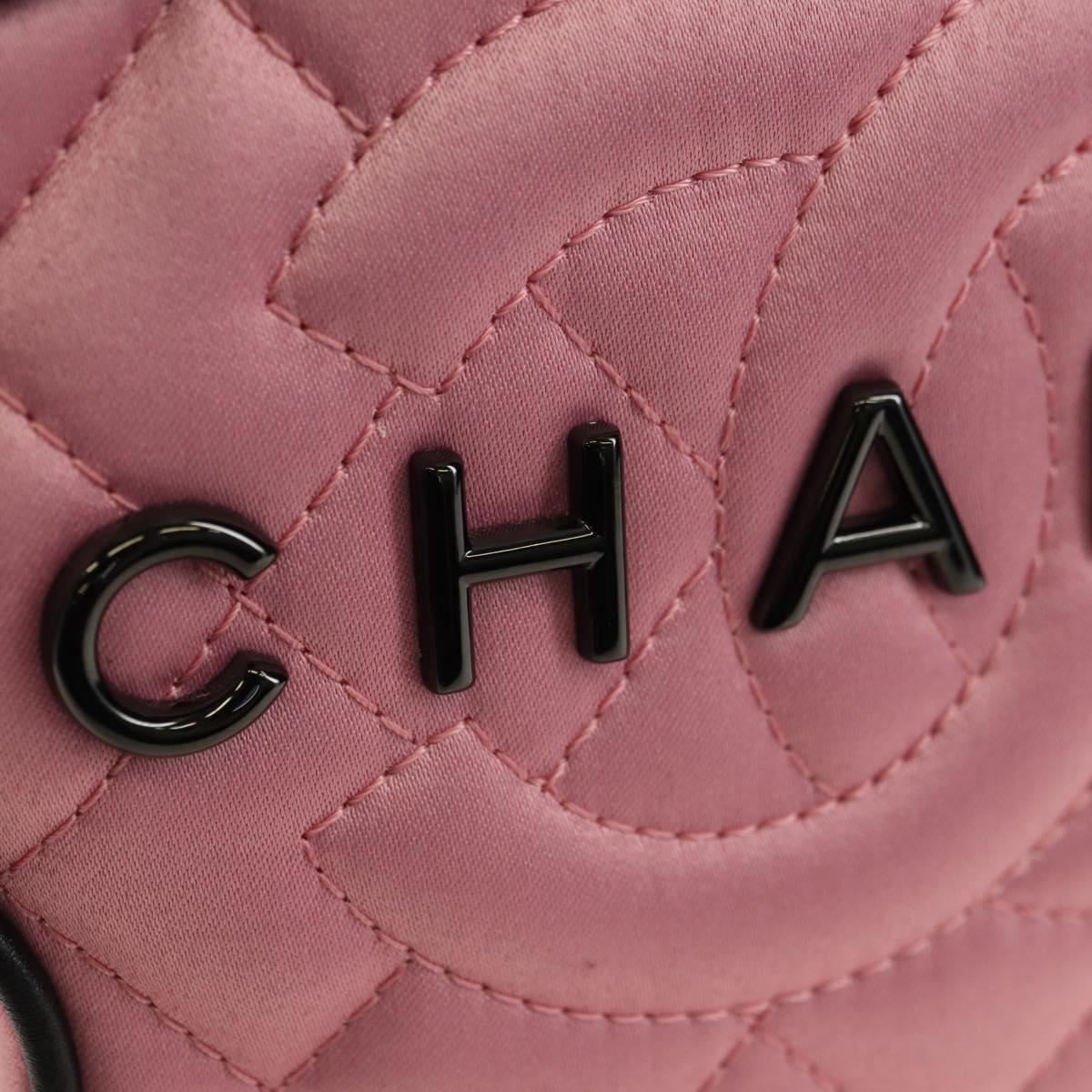 CHANEL Star Matelasse Chain Shoulder Bag Satin Pink CC Auth 181923SM