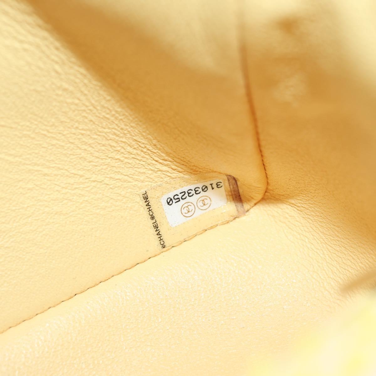 CHANEL Matelasse Chain Shoulder Bag Wool Tweed Yellow Gold CC Auth 181926SM