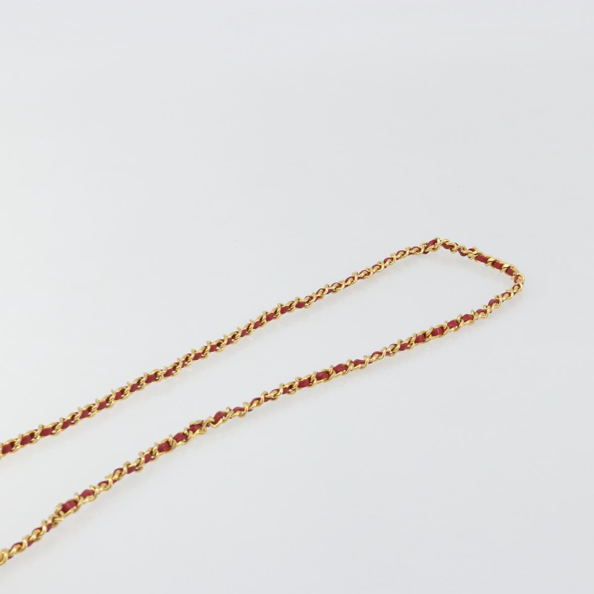 CHANEL Matelasse Chain Shoulder Bag Velor Red Gold CC Auth 181928