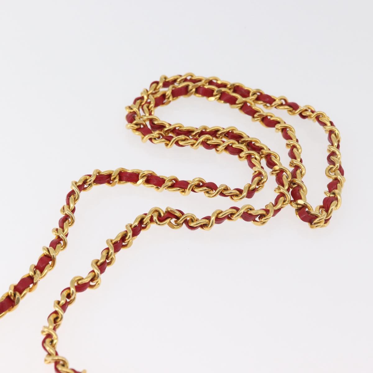 CHANEL Matelasse Chain Shoulder Bag Velor Red Gold CC Auth 181928A