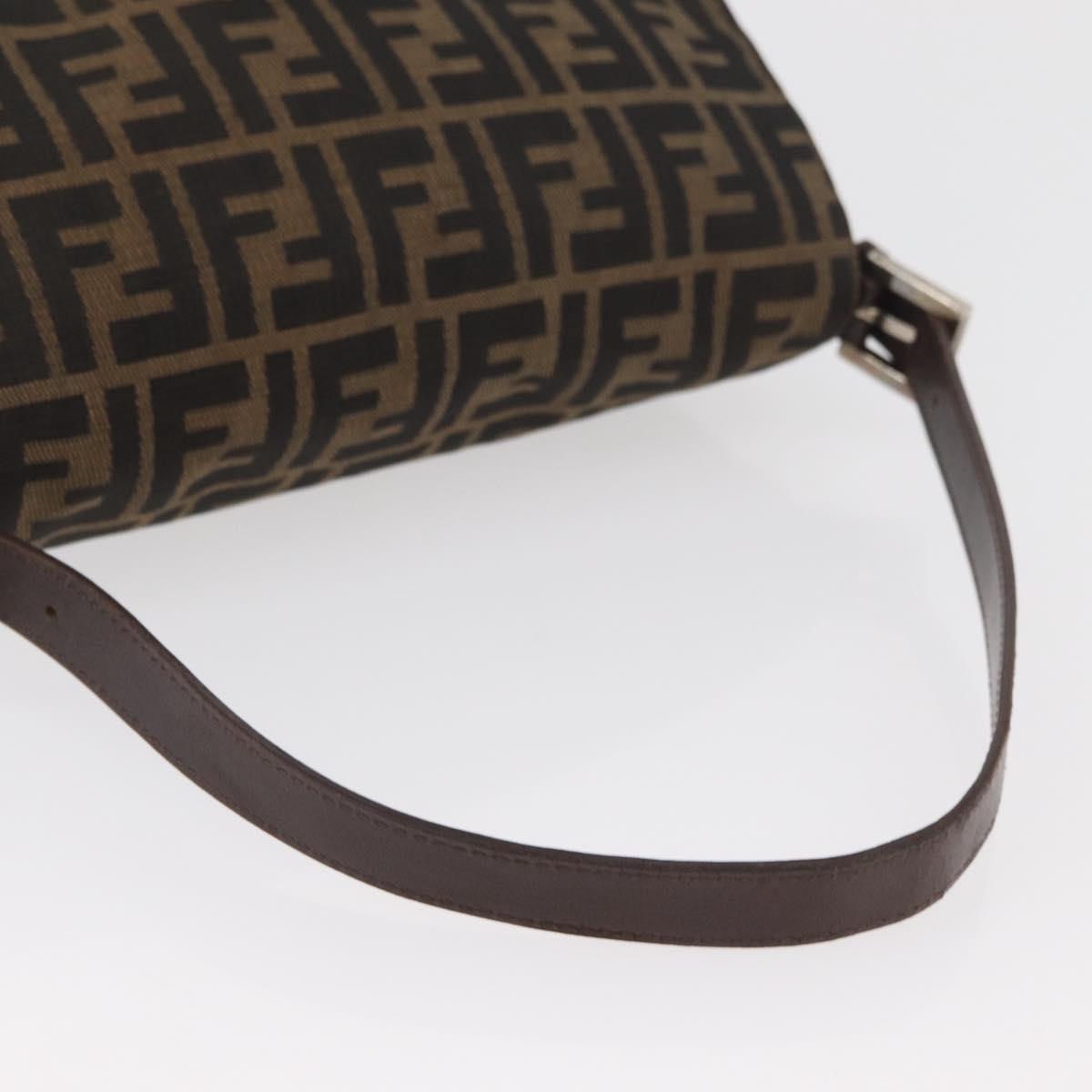 FENDI Zucca Canvas Mamma Baguette Shoulder Bag Black Brown Auth 181932A