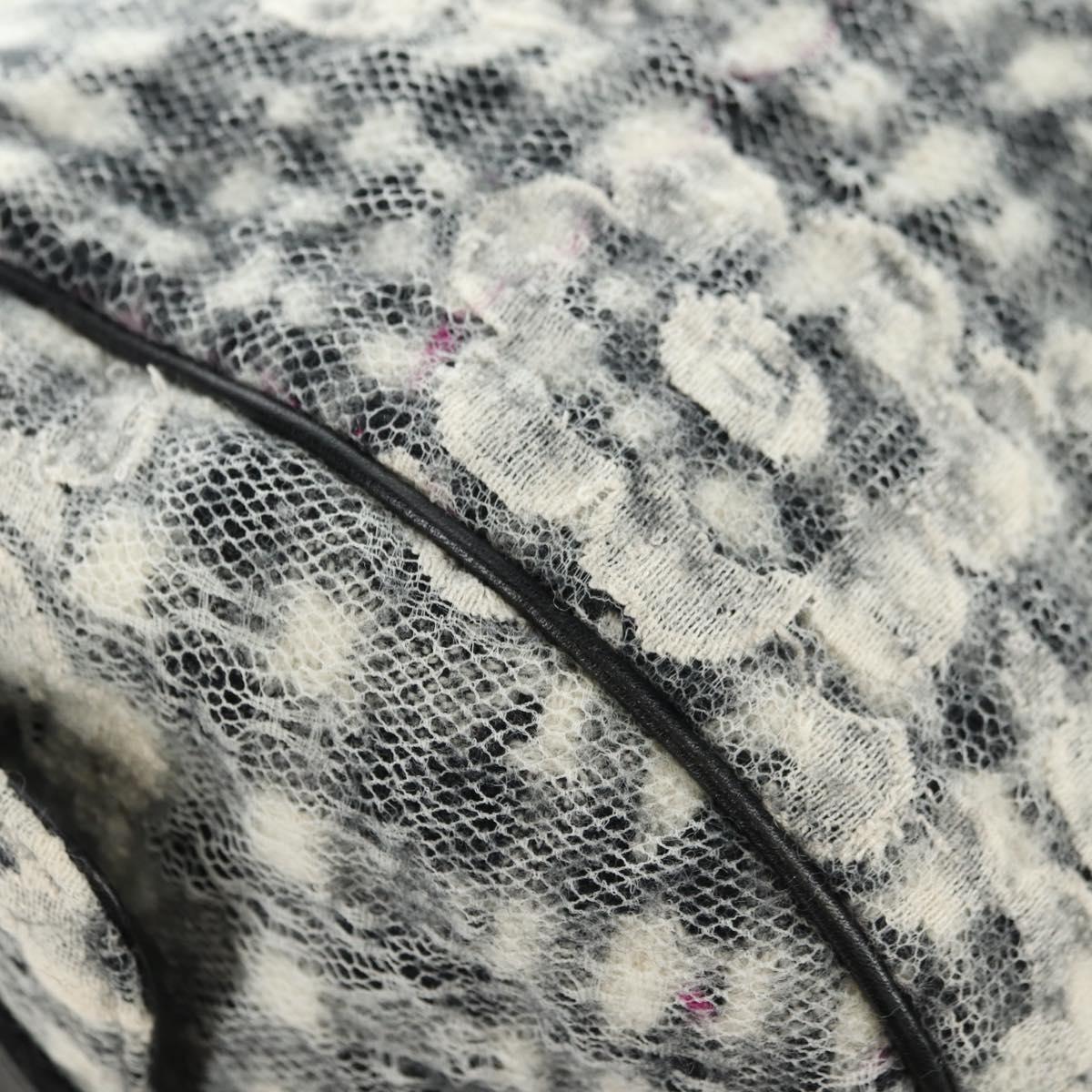 CHANEL Camelia 2.55 Chain Shoulder Bag Wool Tweed White Black CC Auth 181935SM