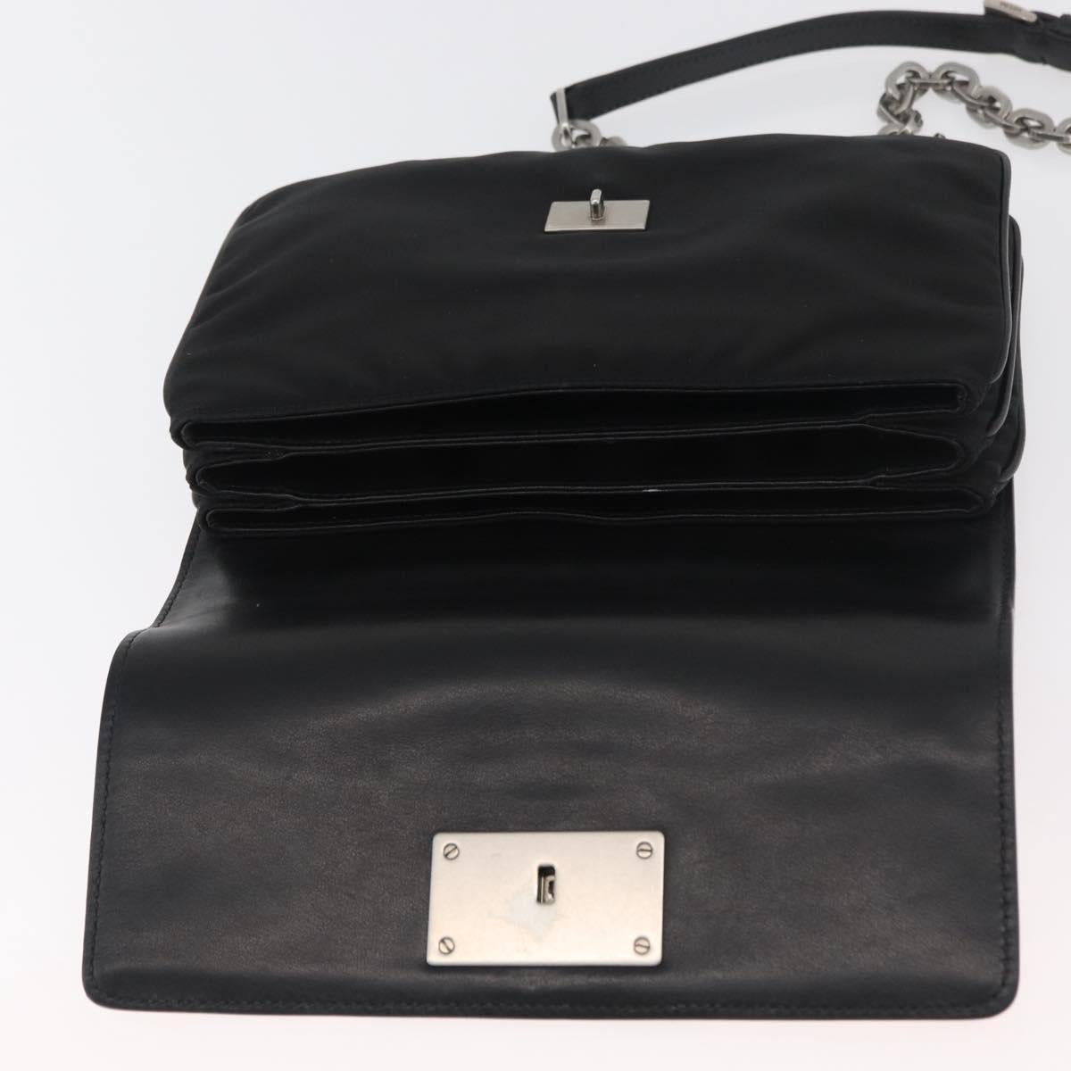 PRADA Chain Shoulder Bag Unborn Calf Skin Pink Silver Auth 181937A