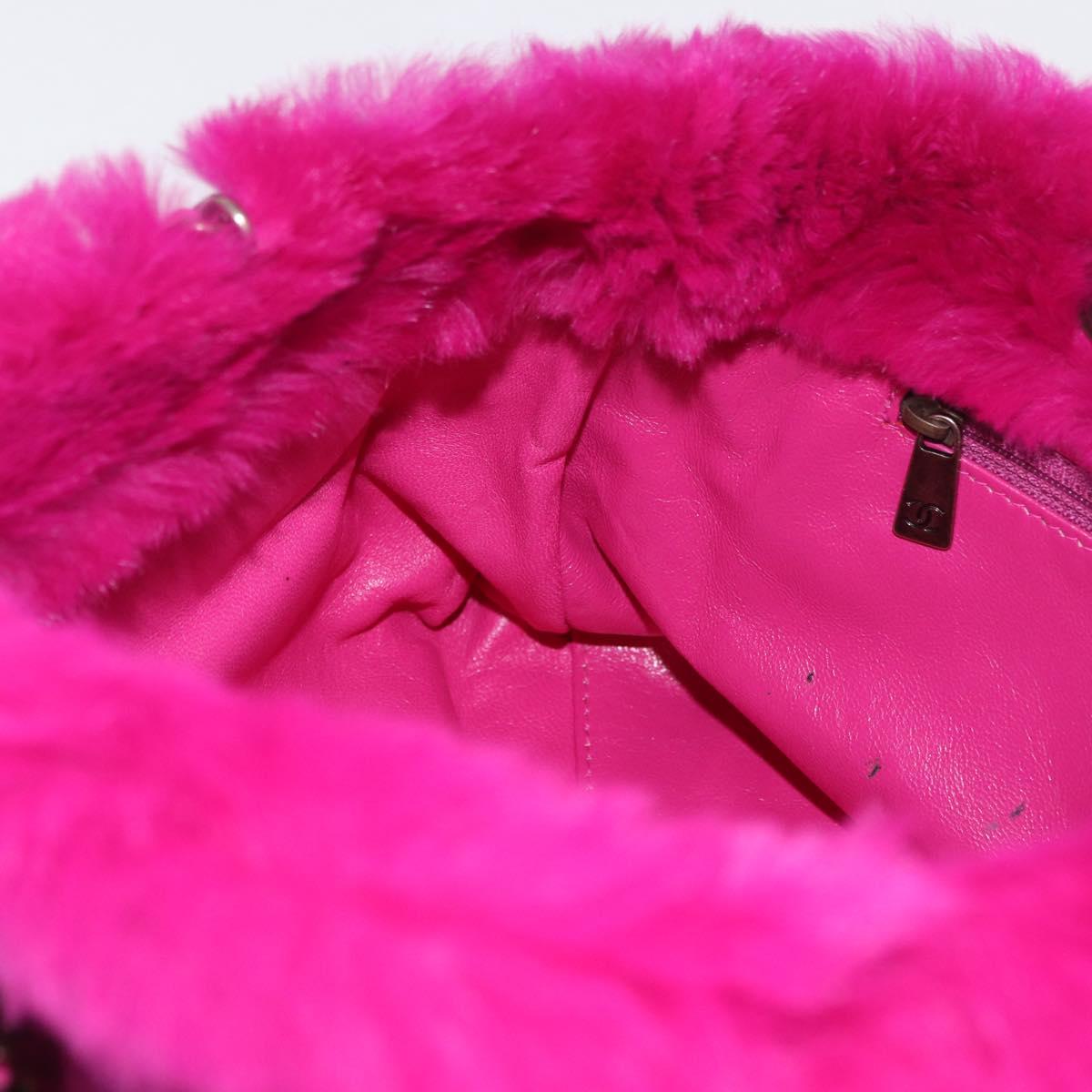CHANEL Chain Shoulder Bag Fur Pink CC Auth 181939M