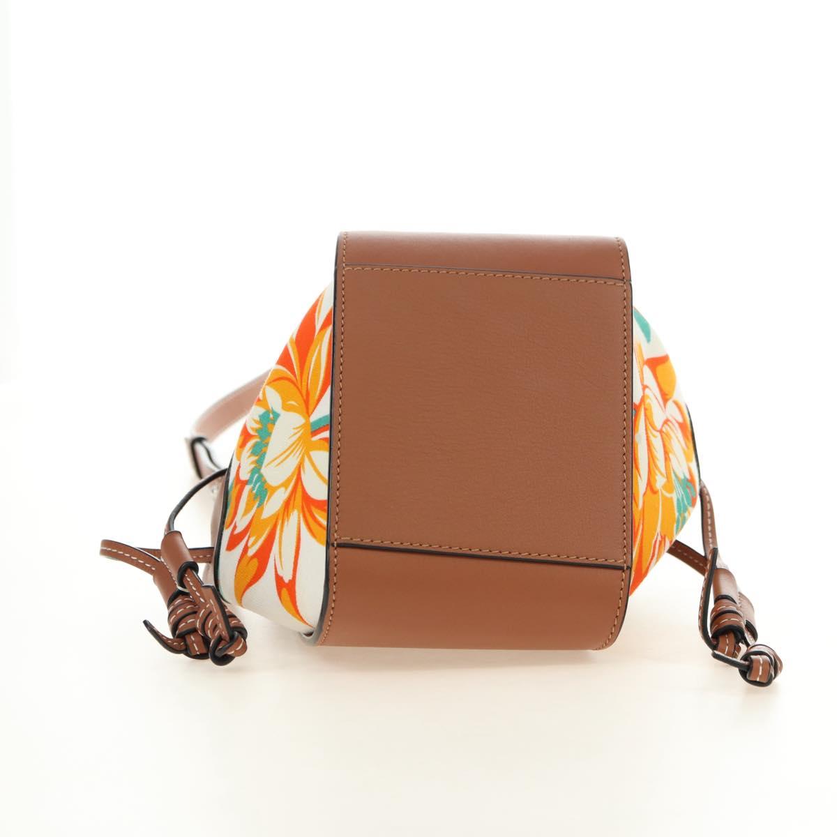LOEWE Anagram Mini Hammock Drawstring Bag Leather 2way Brown Auth 181940SM