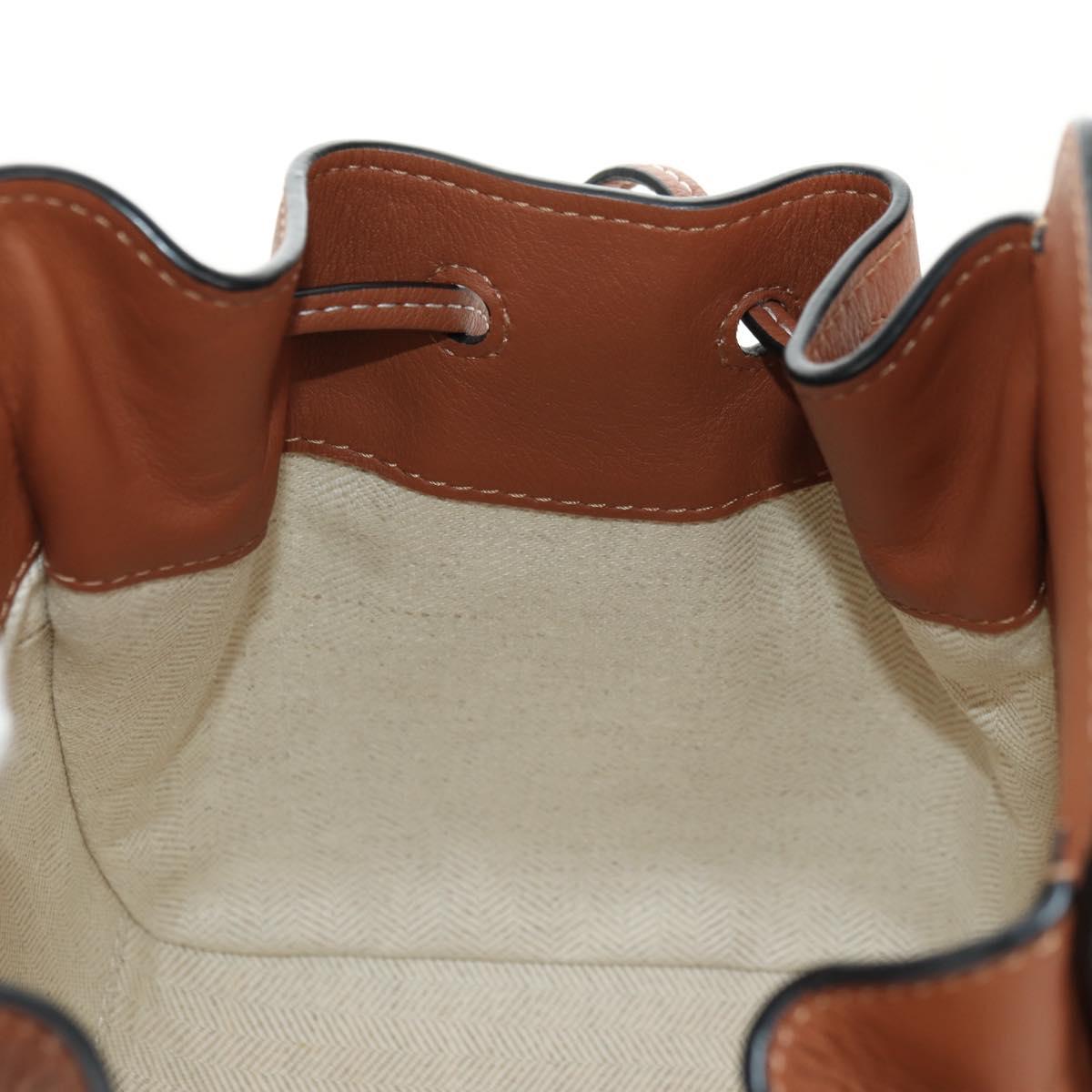 LOEWE Anagram Mini Hammock Drawstring Bag Leather 2way Brown Auth 181940SM