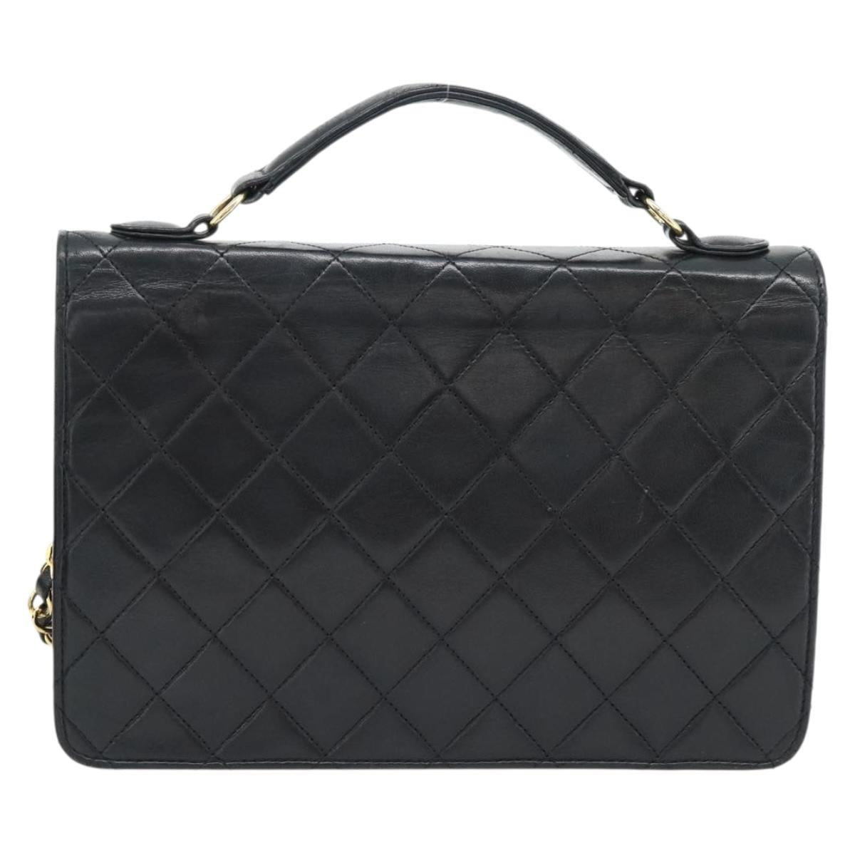 CHANEL Matelasse 23 Double Turn Lock Chain Lamb Skin 2way CC Auth 181941SAV