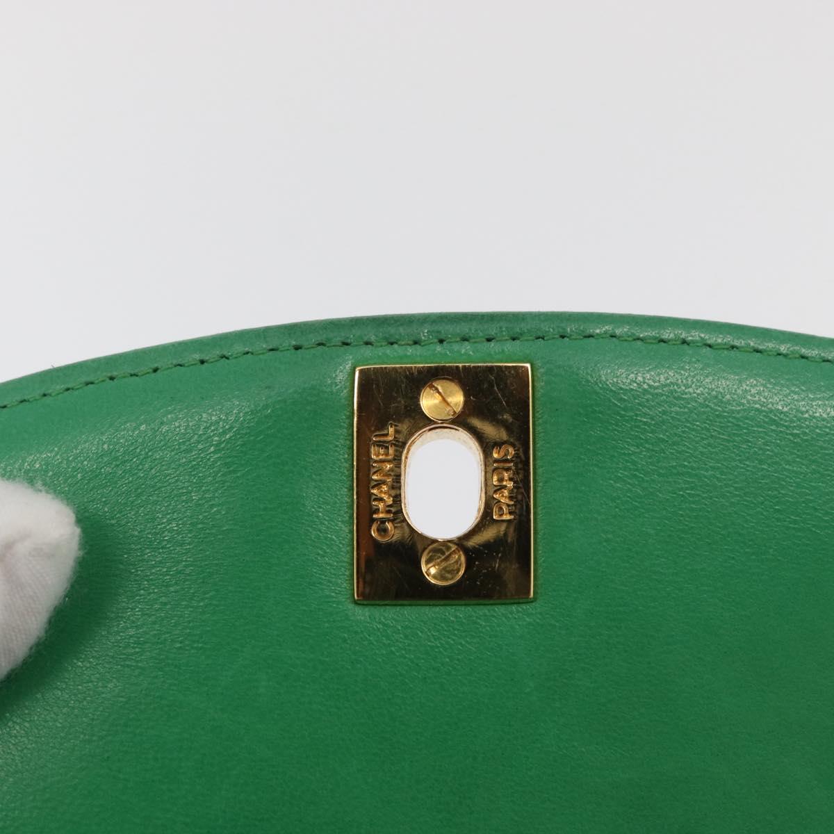 CHANEL Diana 23 Matelasse Chain Shoulder Bag Satin Green Gold CC Auth 181942SM