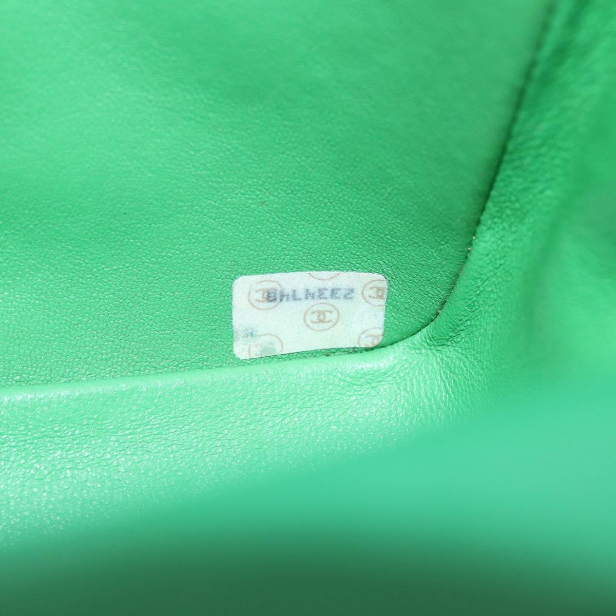 CHANEL Diana 23 Matelasse Chain Shoulder Bag Satin Green Gold CC Auth 181942SM
