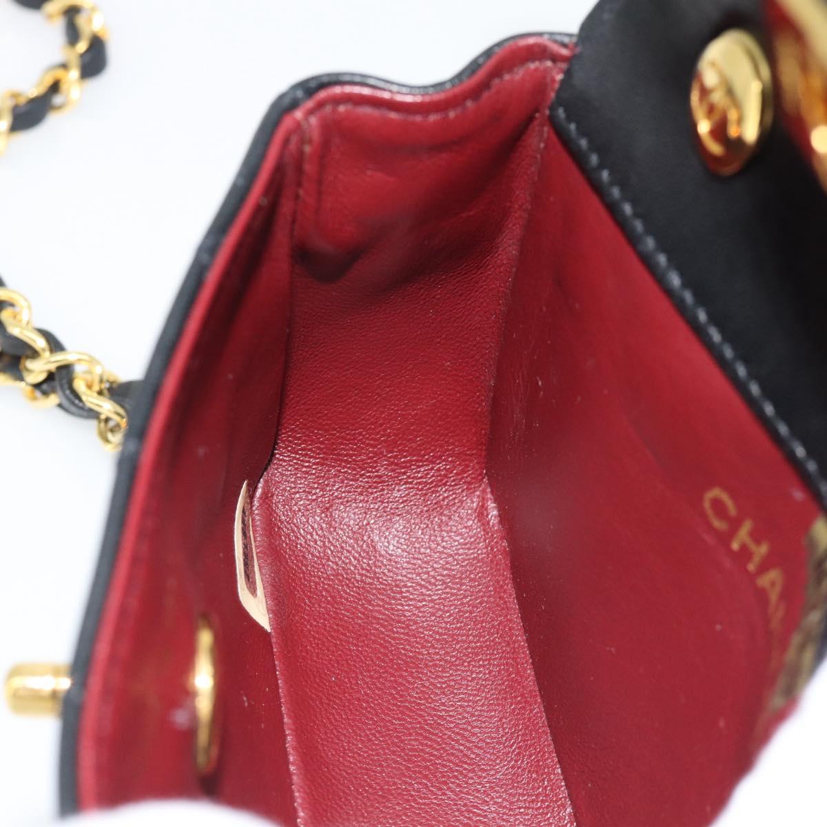CHANEL Matelasse Chain Shoulder Bag Lamb Skin Black Gold CC Auth 181948V