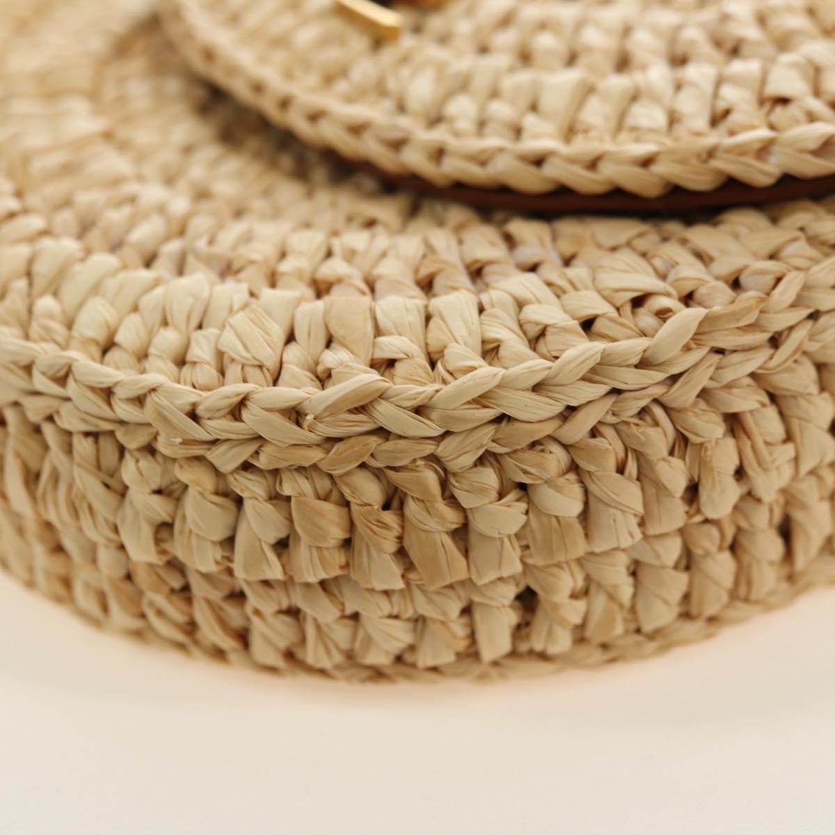 SAINT LAURENT Chain Shoulder Bag Raffia Beige Gold Auth 181954M