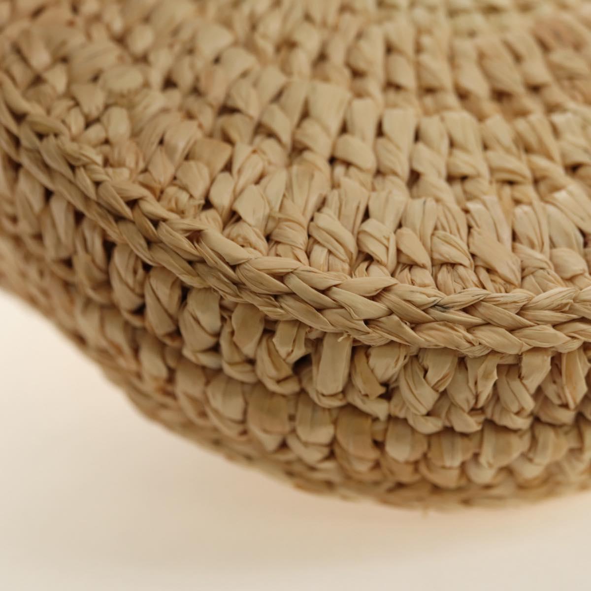 SAINT LAURENT Chain Shoulder Bag Raffia Beige Gold Auth 181954M