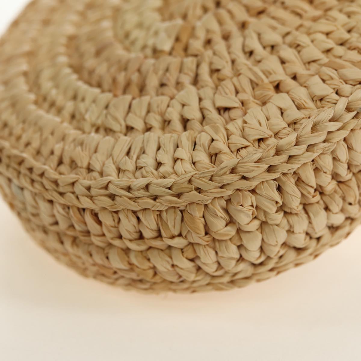 SAINT LAURENT Chain Shoulder Bag Raffia Beige Gold Auth 181954M