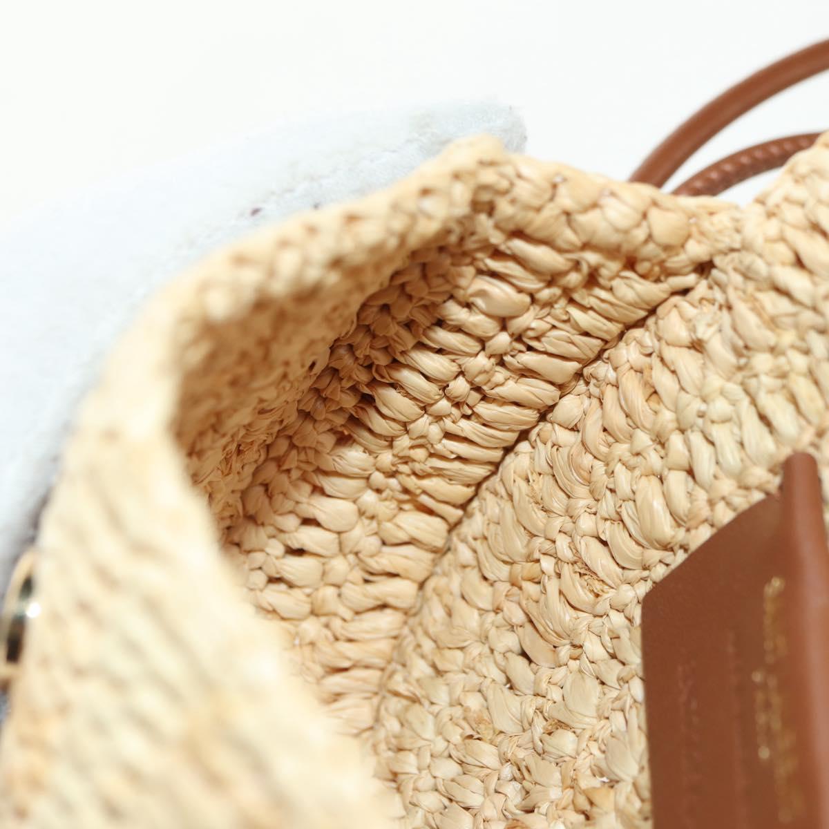 SAINT LAURENT Chain Shoulder Bag Raffia Beige Gold Auth 181954M