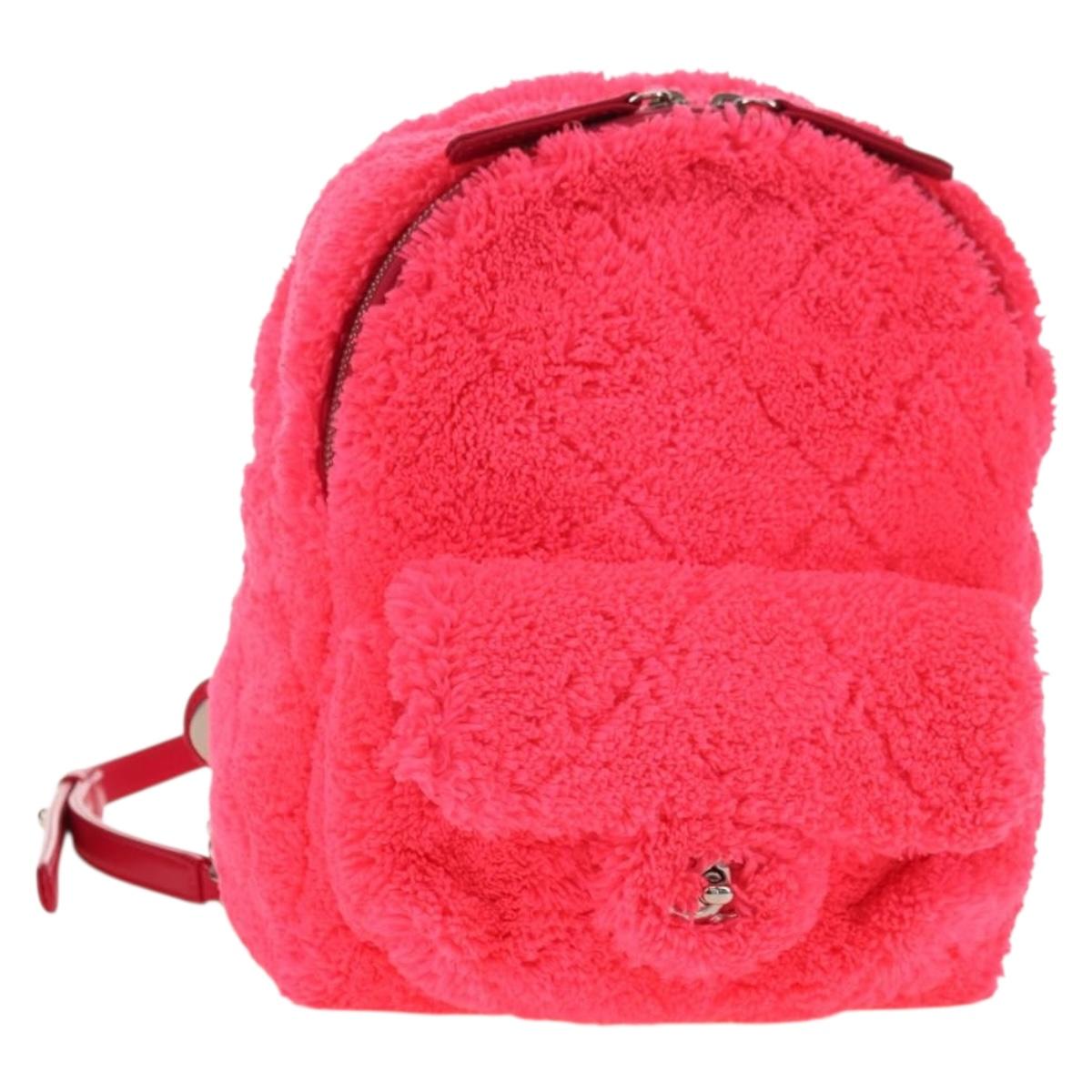 CHANEL Matelasse Chain Backpack pile Pink Silver CC Auth 181955M