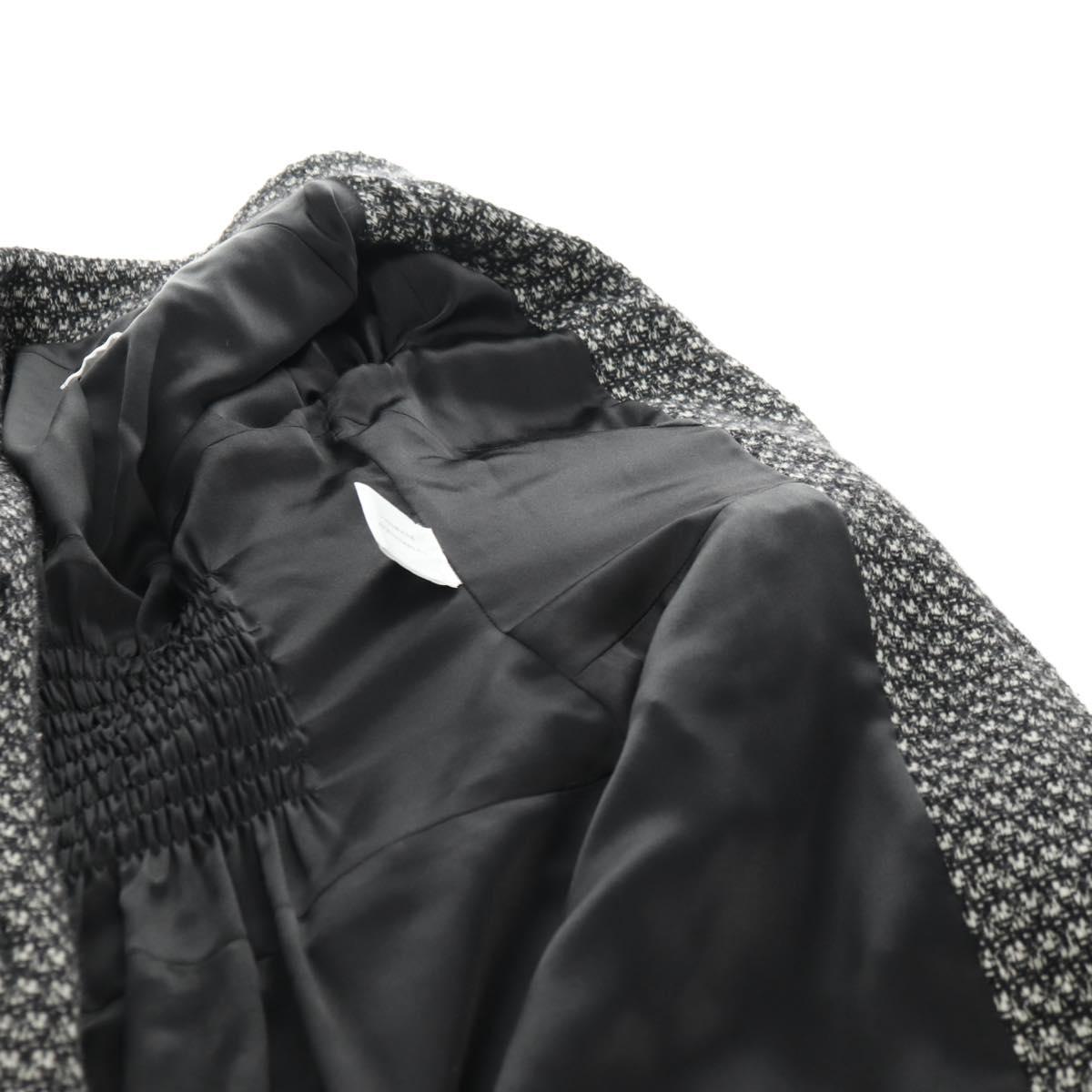 CHANEL Coat Wool Black CC Auth 181967V
