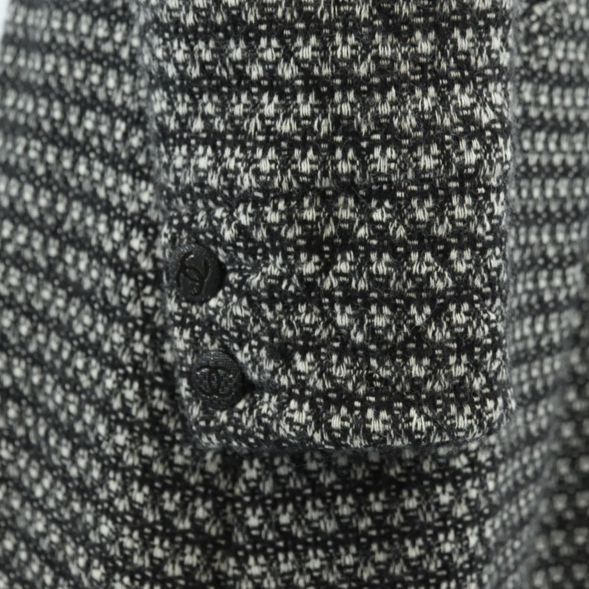 CHANEL Coat Wool Black CC Auth 181967V