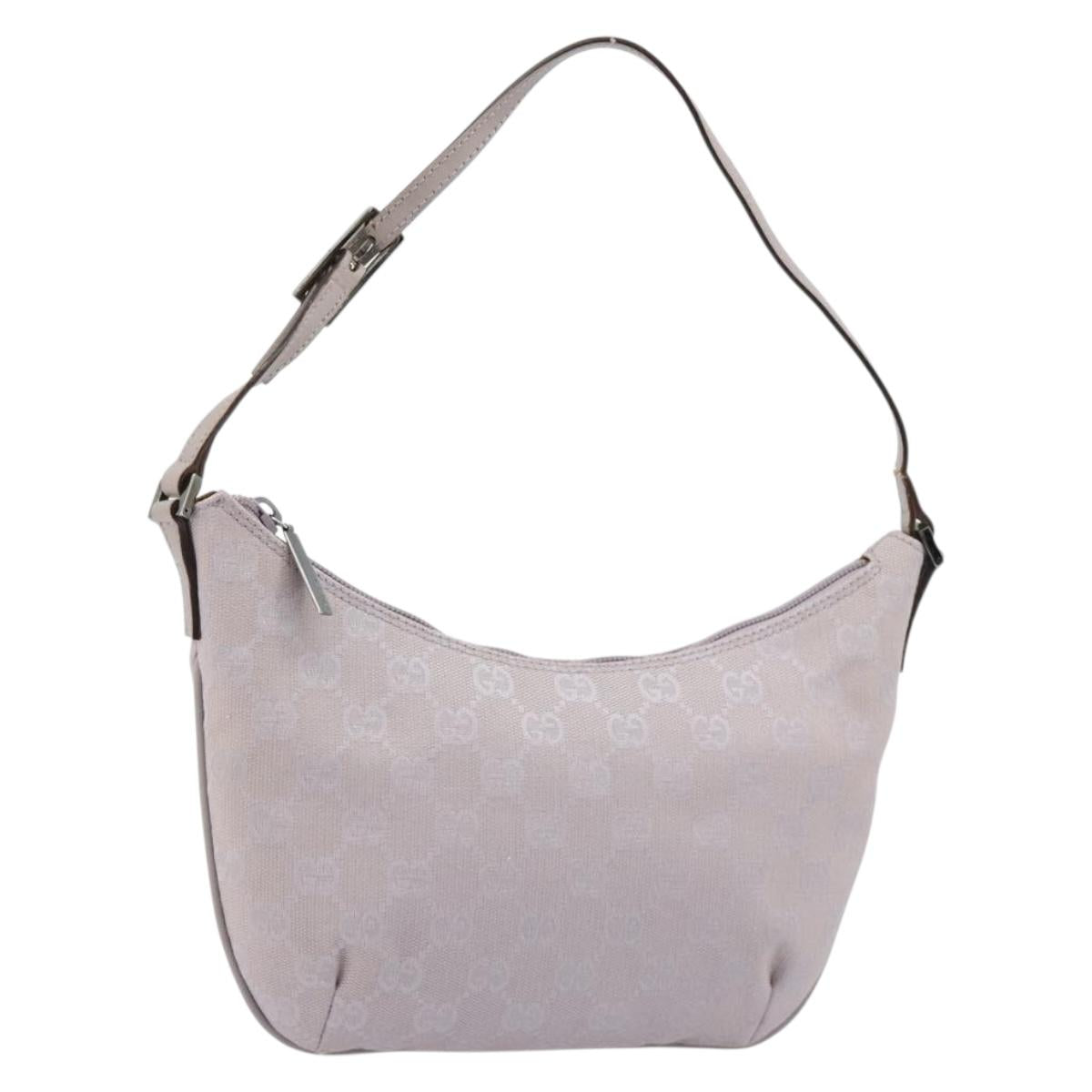 GUCCI GG Canvas Shoulder Bag Lavende Silver 32160 Auth 181980A