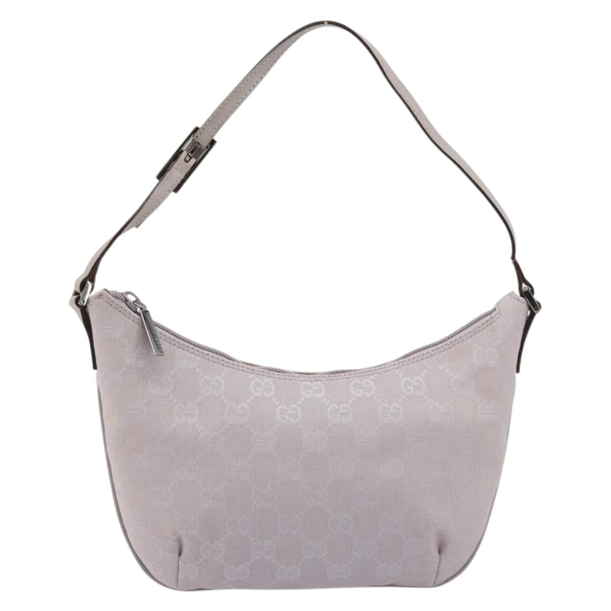GUCCI GG Canvas Shoulder Bag Lavende Silver 32160 Auth 181980A