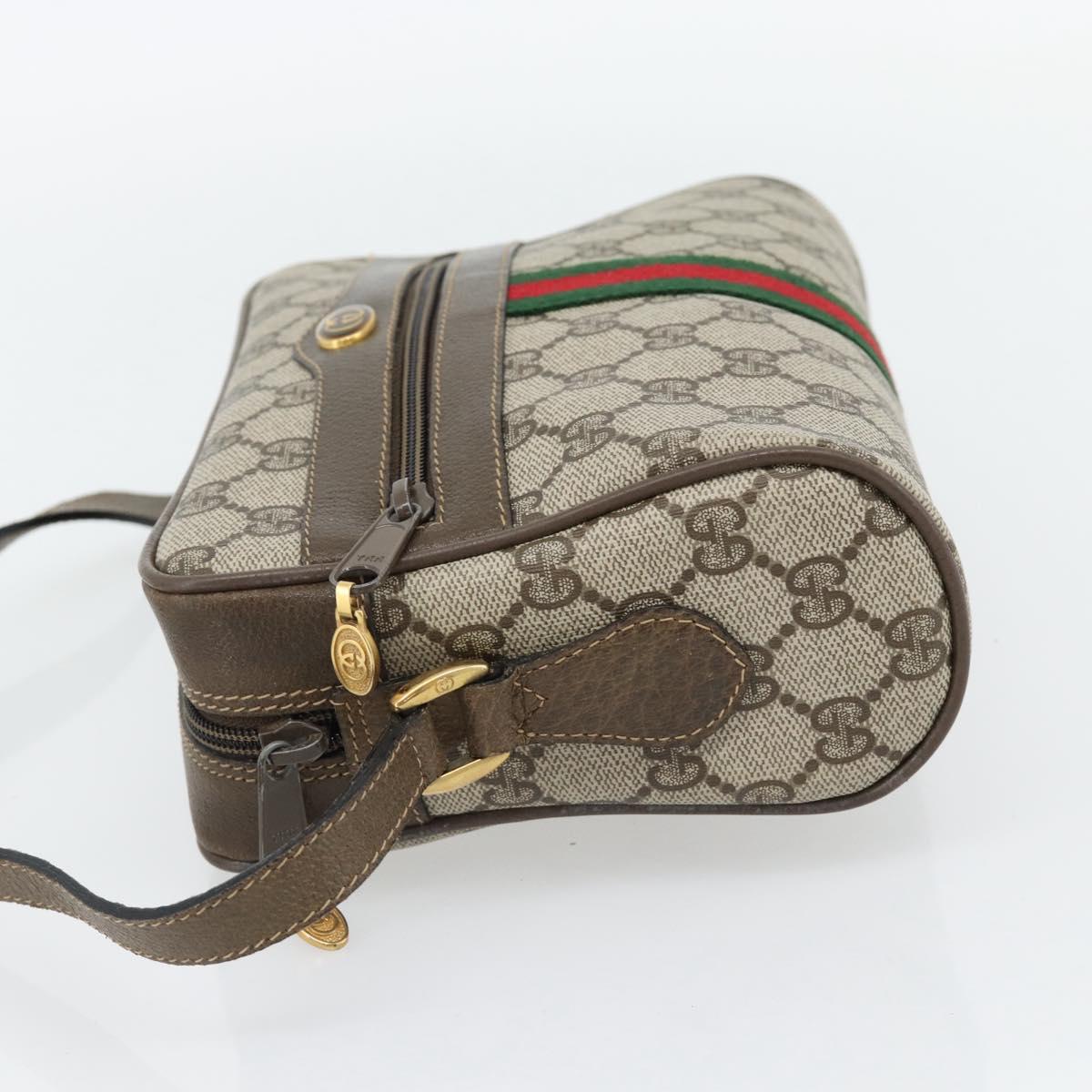 GUCCI GG Supreme Web Sherry Line Bag PVC Beige Gold 56 02 004 Auth 181982