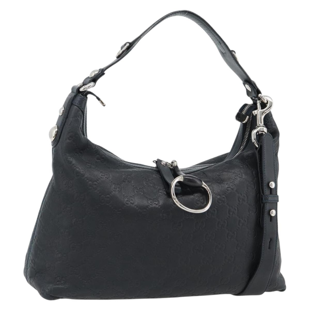 GUCCI GG Canvas Guccissima Bag Leather 2way Black Silver 232961 Auth 181986SAV