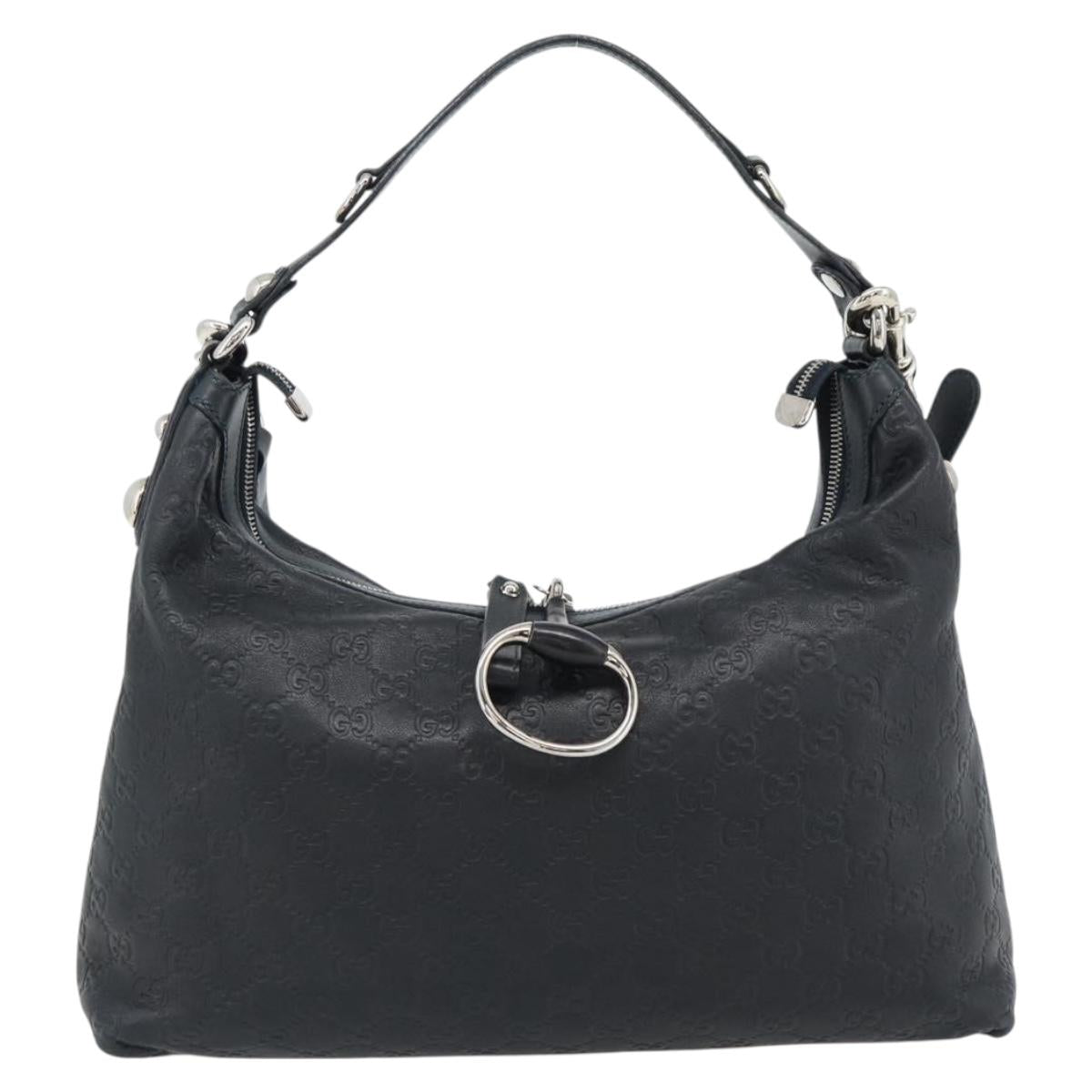 GUCCI GG Canvas Guccissima Bag Leather 2way Black Silver 232961 Auth 181986SAV