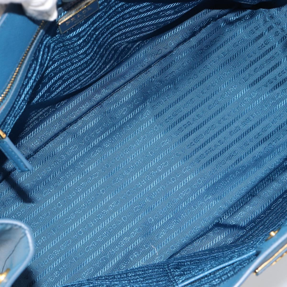 PRADA Galleria Hand Bag Safiano Leather Blue Gold Auth 182011V
