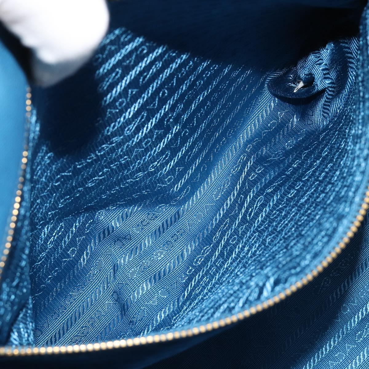PRADA Galleria Hand Bag Safiano Leather Blue Gold Auth 182011V
