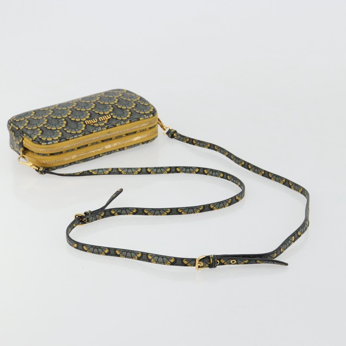 Miu Miu Shoulder Bag Leather Gray Gold Auth 182013A