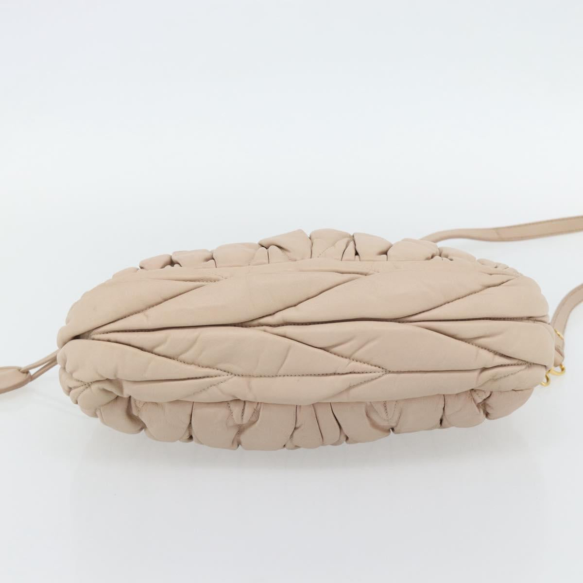 Miu Miu Matelasse Hand Bag Leather 2way Pink Gold Auth 182017A