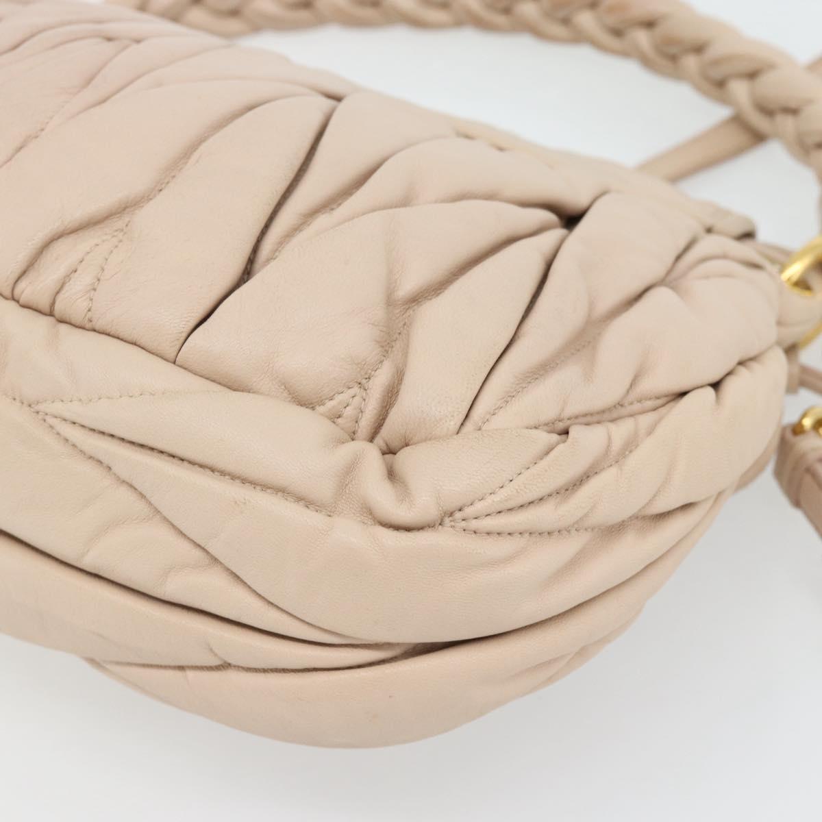 Miu Miu Matelasse Hand Bag Leather 2way Pink Gold Auth 182017A