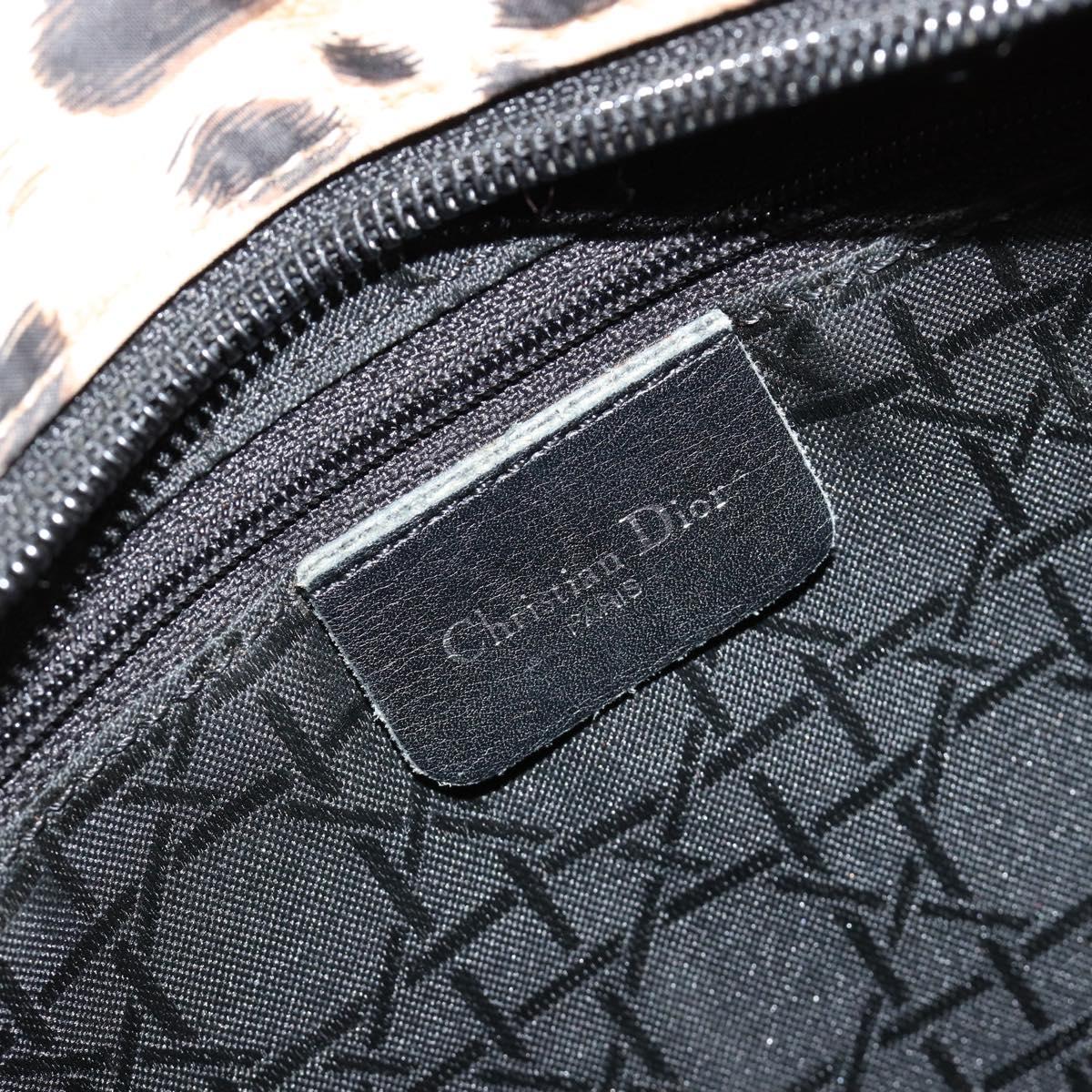 Christian Dior Canage Lady Dior Hand Bag Nylon Beige Silver Auth 182018V