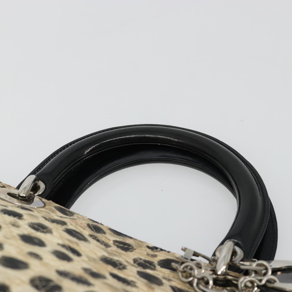 Christian Dior Canage Lady Dior Hand Bag Nylon Beige Silver Auth 182018V